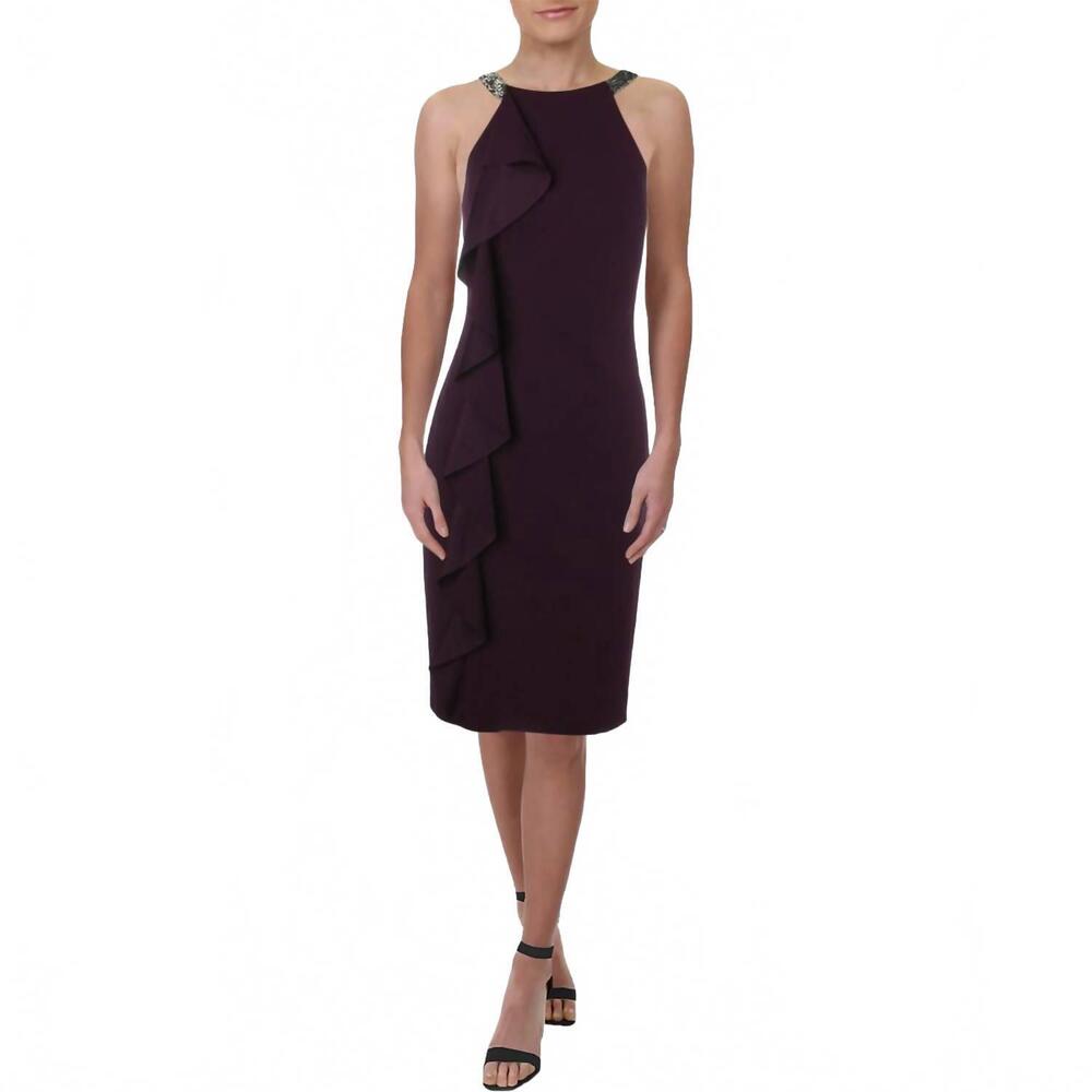 NEW RALPH LAUREN knoelyn beaded ruffled party dress in purple
